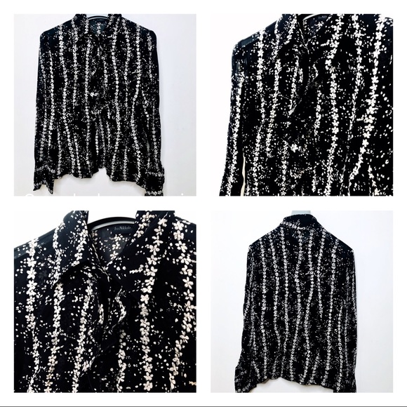 Ivo Nikkolo ruffled blouse black and white size M - Picture 7 of 8